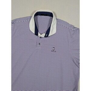Greyson Shirt Mens XL Purple Striped Golf Performance Polo Embroidered Logo